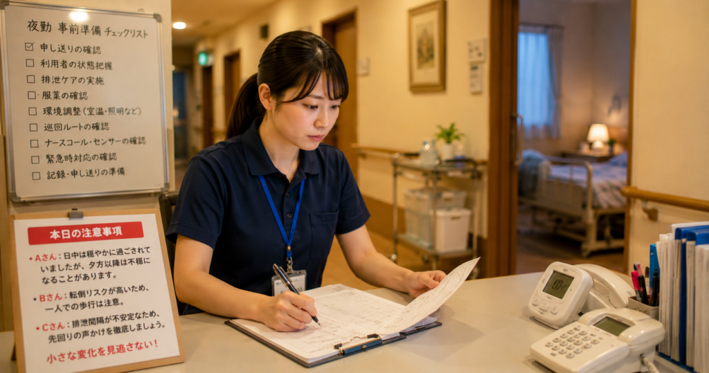 アイキャッチ_介護職_夜勤_申し送り